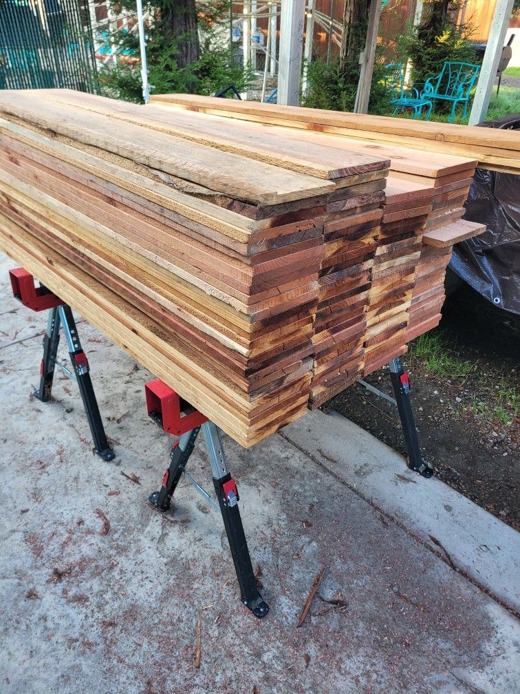New Redwood Fence Boards  1 X 8 X 5 Ft