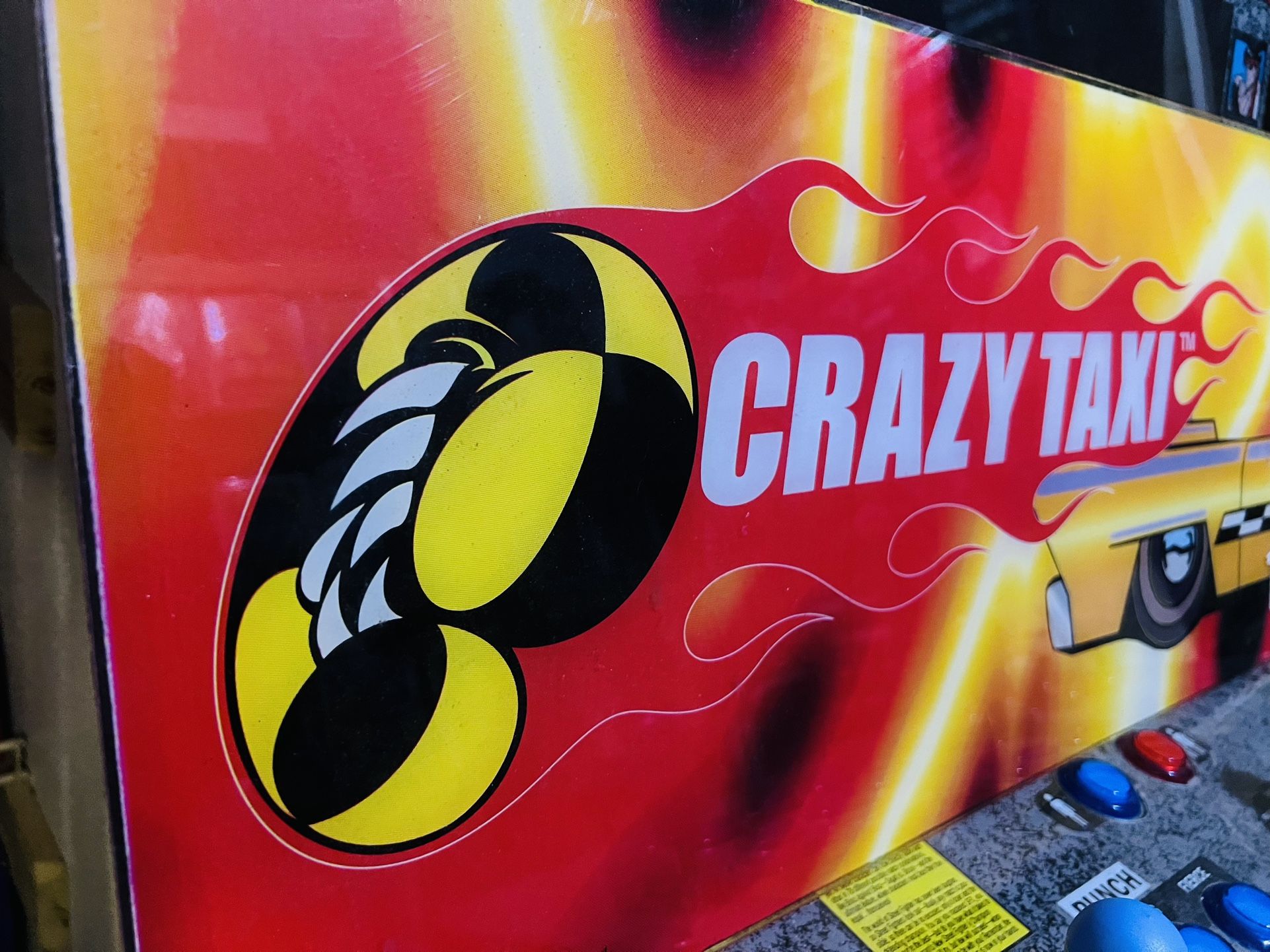 Sega Crazy Taxi OEM Original 1999 Arcade Marquee 29 by 11 1/2 for