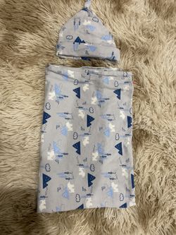 Baby Boy Blanket Matching Hat