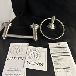 Baldwin Brass Toilet Paper Holder And Matching Towel “Ring”