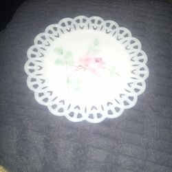 Vintage Milk Glass Plate Lattice Roses