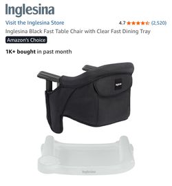 Inglesina Fast Table Hook On Chair With Dining TRAY, Black