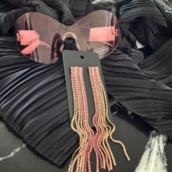 Beautiful Pink Sunglasses & Earrings 
