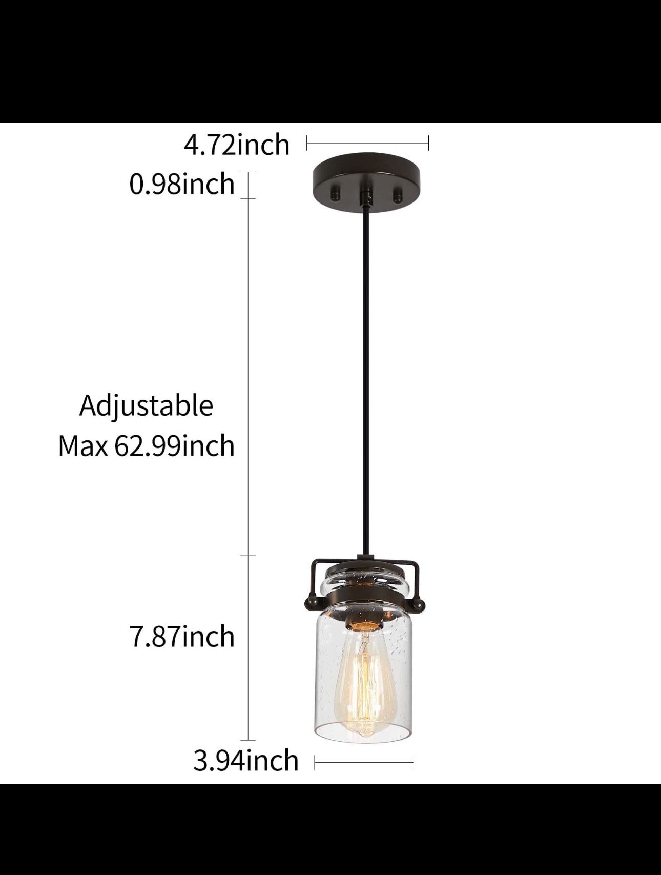 Industrial Pendant Light with Clear Seeded Glass Shade, Mini Ceiling Light