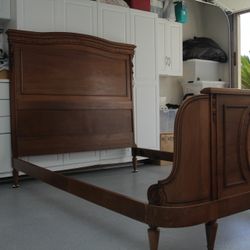 Louis XV Antique French Rococo Solid Walnut Bed Frame