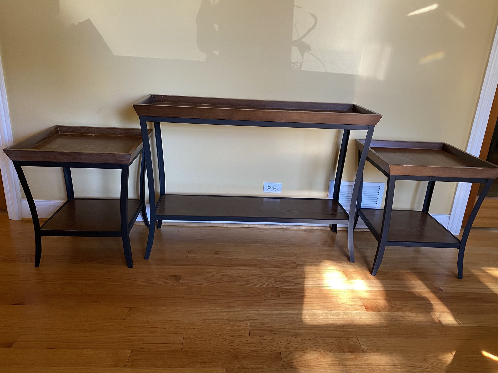 Accent Table Set (3) - Dark Wood and Metal