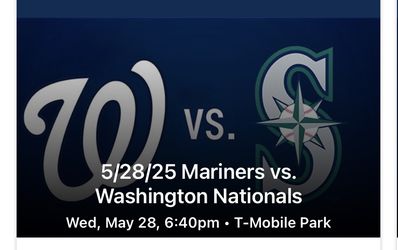 2 Mariners Tickets - Wednesday, May 28th