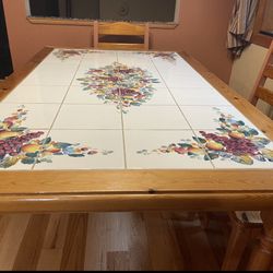 Vintage Pier 1 Hand Painted Italian Tile Dining Table