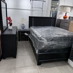 4pc Queen Bedroom Set 🖤 Black Color 