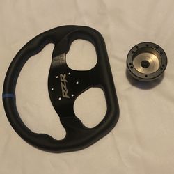 Razor Leather Steering Wheel With Blue Stitch 