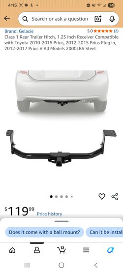 : Gelacie
Class 1 Rear Trailer Hitch, 1.25 Inch Receiver Compatible with Toyota 2010-2015 Prius, 2012-2015 Prius Plug in, 2012-2017
