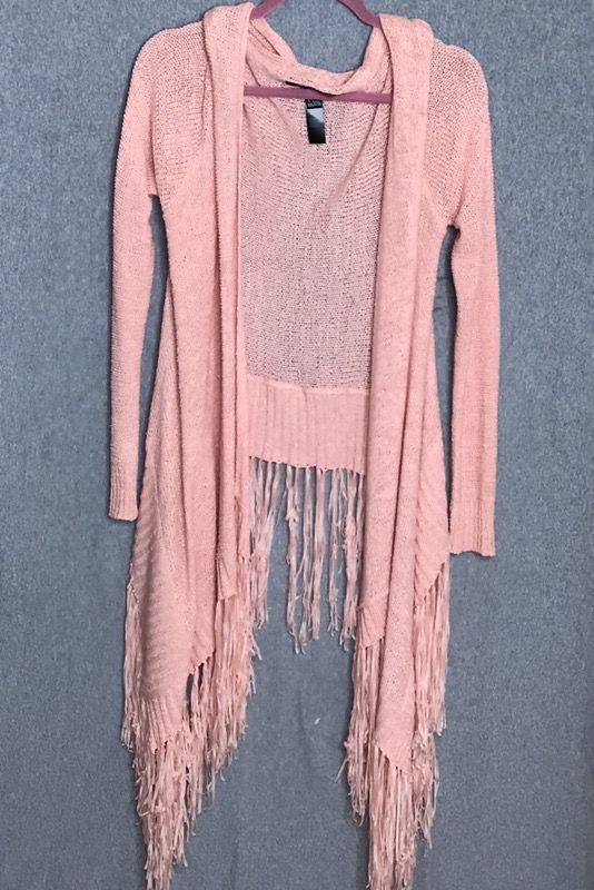 Peachy pink fringe cardigan