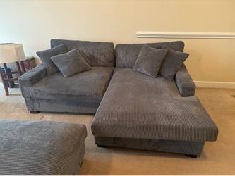 corduroy sectional couch with ottoman