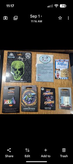 7 Unused/New Disney Pens + 1 Used, 1 Skull Key Holder? LQQ