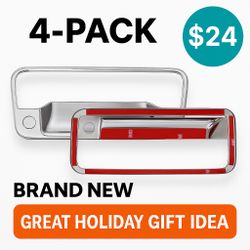 Chrome Tailgate Handle Inserts (4-Pack) – Stainless Steel – 3M Adhesive – NEW