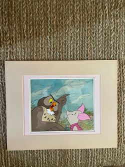 Disney Winnie the Pooh Owl & Piglet Production Cel