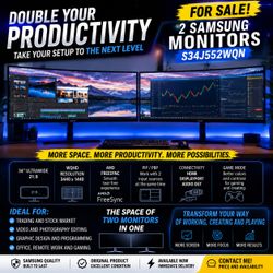 SAMSUNG 34” MONITORS - Like new