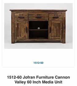 Jofran Furniture Cannon Valley 60 Inch Media Unit