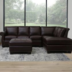 Too Grain Leather Sectional 