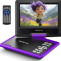 POFOTO 9.5" Portable DVD Player for Kids and Car with 7.5" Swivel Screen, 4-6 Hours Working Time, Car DVD Player with Dual Speakers, Remote Control, S