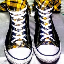 skat Kalksten Oprigtighed Converse All Star Chuck Taylor Plaid Bowtie Hi Top Sneakers Girls  Black/Yellow Size 8 Womens for Sale in Montclair, CA - OfferUp
