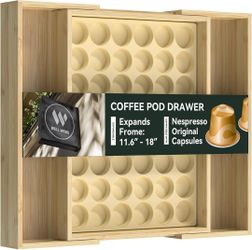 Nespresso Original Capsules - Expandable Bamboo Coffee Pod Storage