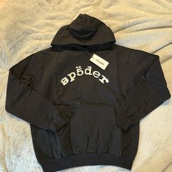 Black Sp5der vvs Rhinestone Hoodie 