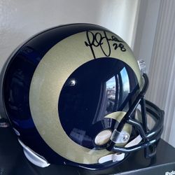 HOF RAMS #28 Marshall Falk Autographed Full Size Helmet
