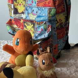 Pokemon Backpack  Plushies And Wallet