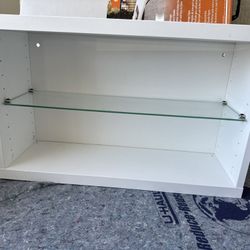 3 floating Shelves - White Frames With Glass