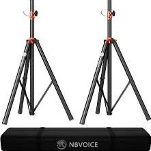 Speaker Stand Tripod Pair for Large Speakers - Adjustable Height 4 to 6.8-Foot, 2-Pack Tripod with Iron Fasteners, for Stage, Studio, & Travel