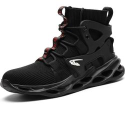 LUOLOCSN - BLACK  WORK SAFETY  STEEL TOE BOOTS