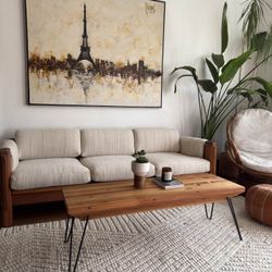 Mid-Century Modern Rustic Farmhouse Wooden Coffee Table