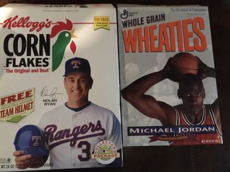 4 empty cereal boxes