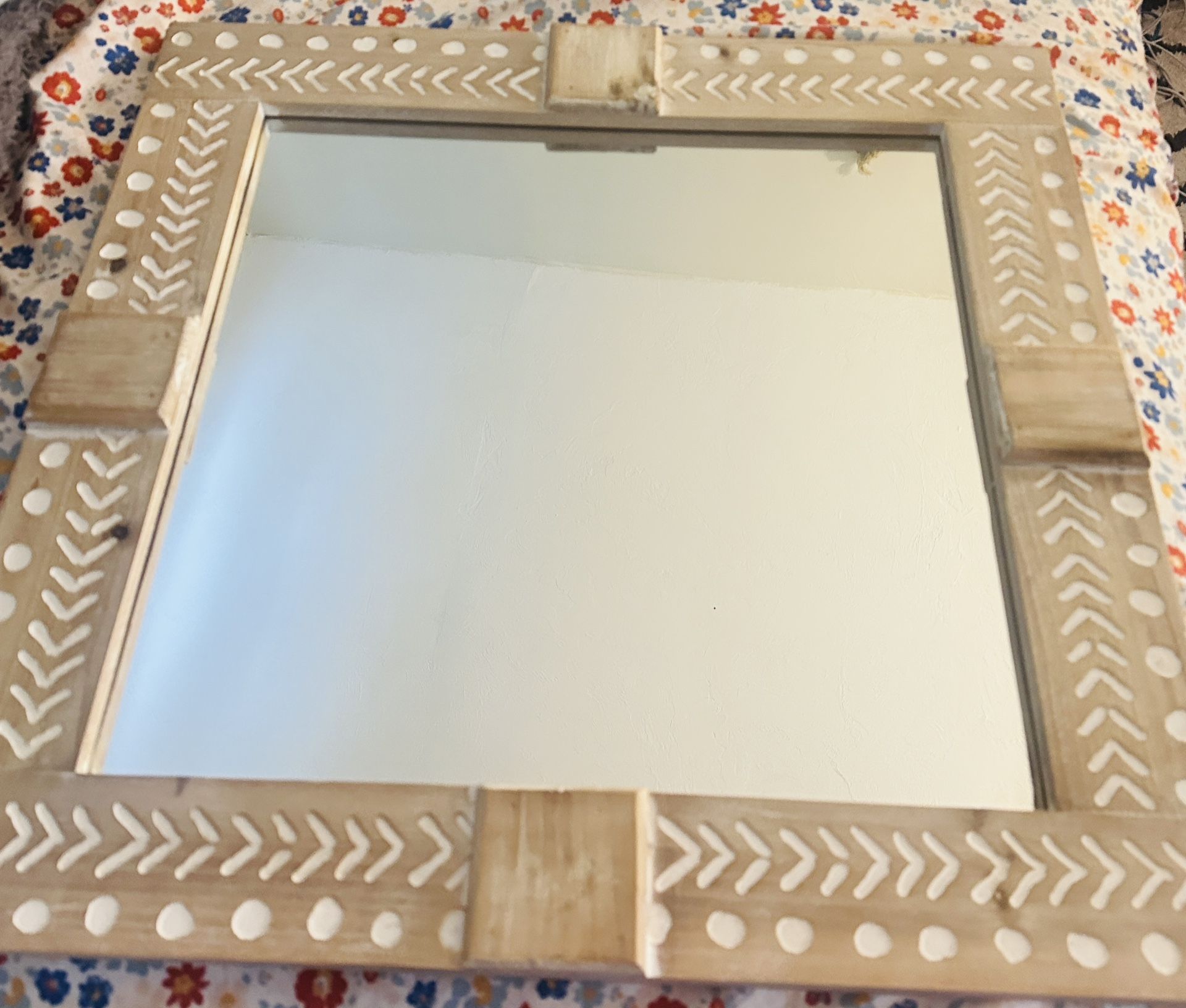 Rustic Solid Wood Antique Rectangle Wall Mirror