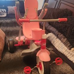 Pink Bike With The Shade And Handle For Parents 