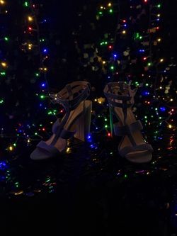 Navy Blue Strappy Block Heel Sandals