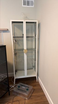White Ikea Milsbo cabinet with some fan and grow lights