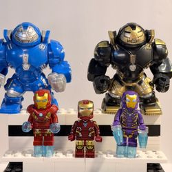 Ultimate Iron Man Marvel Minifigures and Hulkbusters Lego Compatible
