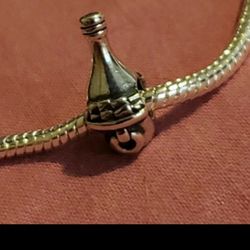 NEW Authentic CHAMILIA Sterling Champagne Bottle Charm Bead.  Sterling Silver.  Hallmarked CHAM & 925.  Chamilia is no longer sold in the United State