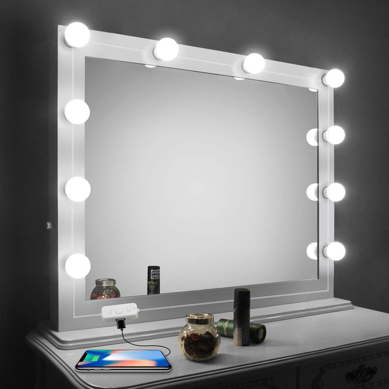 Vanity Mirror Lights Kit,LED Lights for Mirror with Dimmer and USB Phone Charger,LED Makeup Mirror Lights Kit