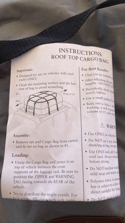 Roof top cargo bag