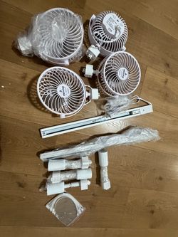 FSLiving Track Lighting System – 2 Rails, 4 Fans & 4 E26 Light Sockets – New.