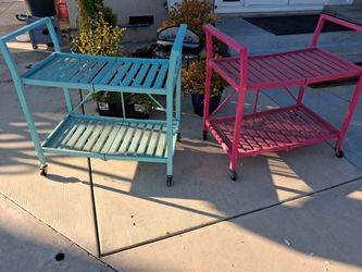Bar Carts, metal. Turquoise and Fucia.