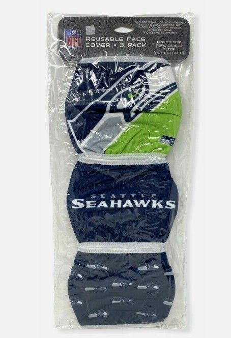 Seahawks Reusable Face Covers 3 Pack