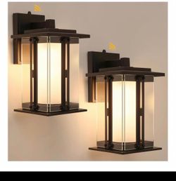 LUTEC 13" Dusk to Dawn Outdoor Wall Sconce, Matte Metal Frame and Double Glazing, Craftsman Style Ou