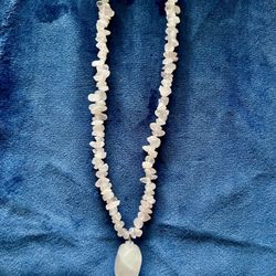 Rose Quartz, Pebblestone And Rose Quartz Pendant 15.5 Inch Necklace