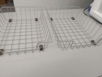 Set of 2 Vintage Industrial Wire Desk Baskets