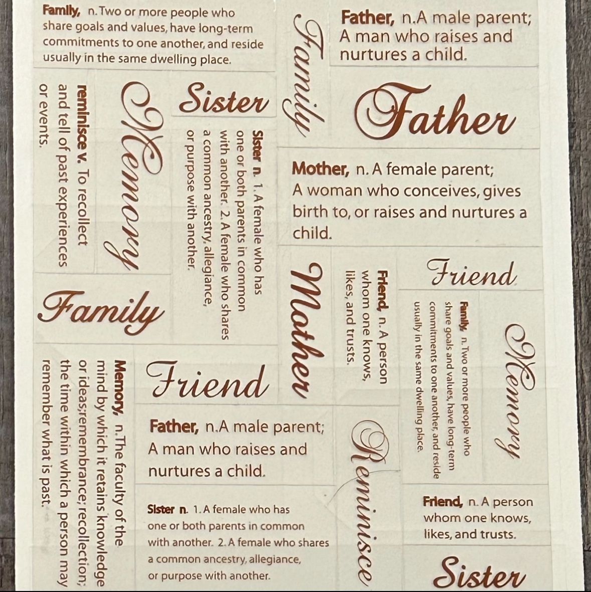 New Clear Family Scrapbook Stickers