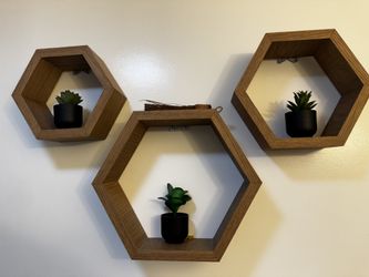 Hexagonal Wood Shelves